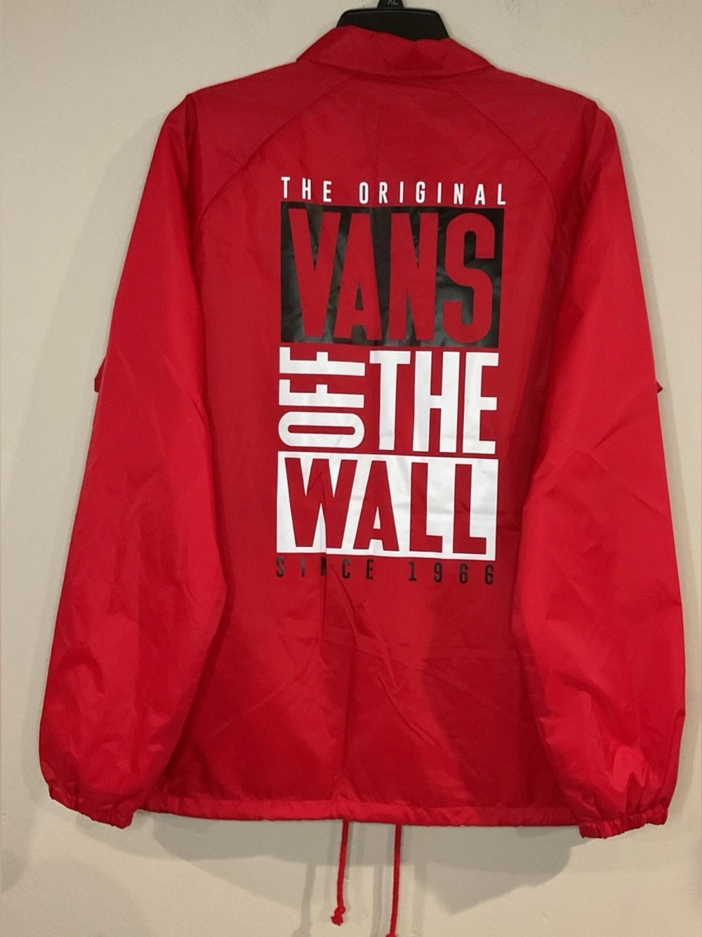 Vans Men’s Red Off The Wall Rain Windbreaker Jacket Lined Sz L NWT